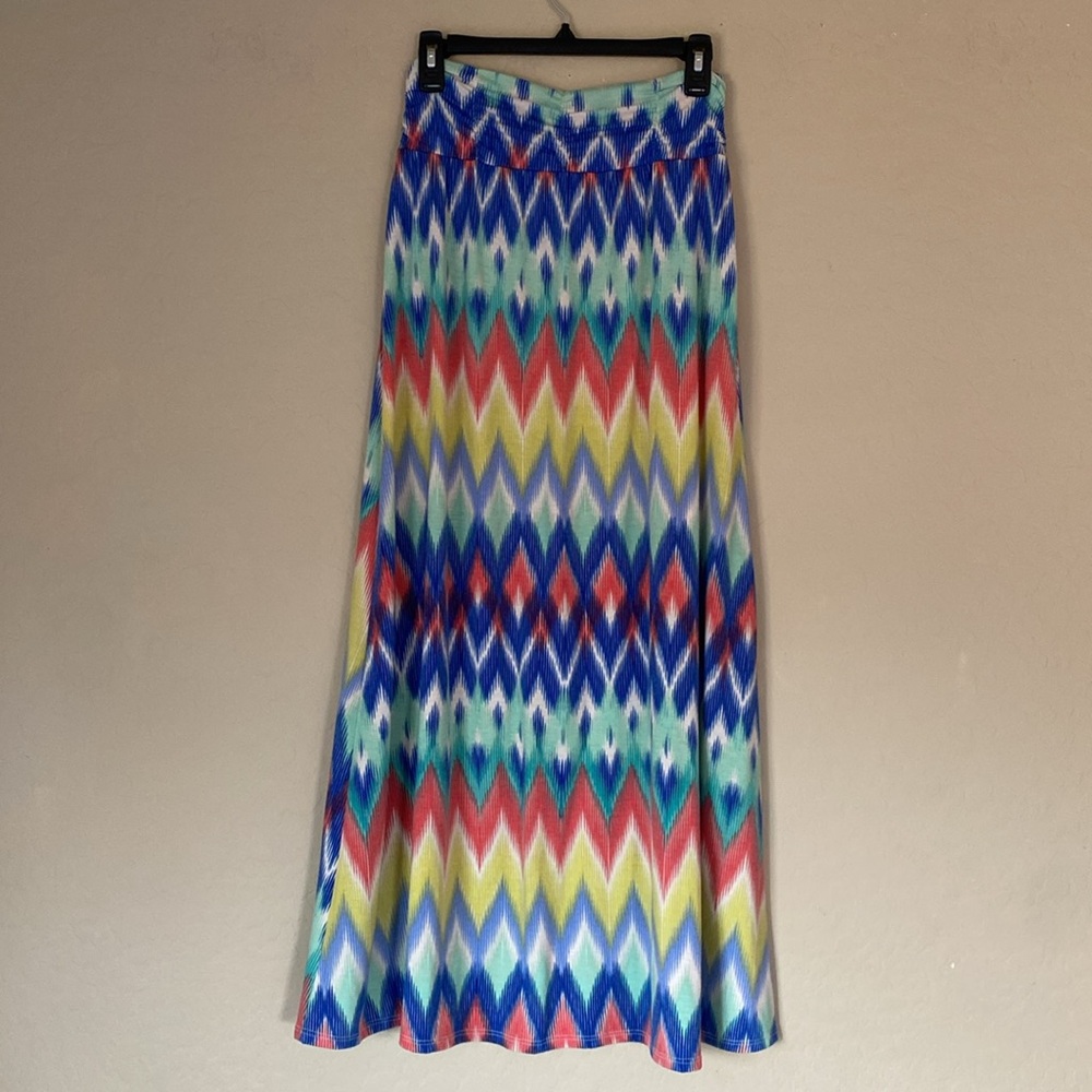 Copper Key, medium, bright multi colored maxi skirt